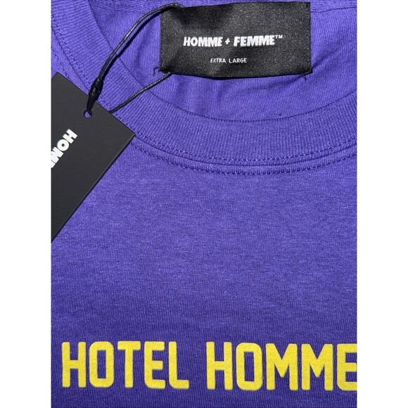 Homme + Femme XL Purple Hotel Beverly Hills T-Shirt Fake Love Streetwear NWT - Picture 3 of 4